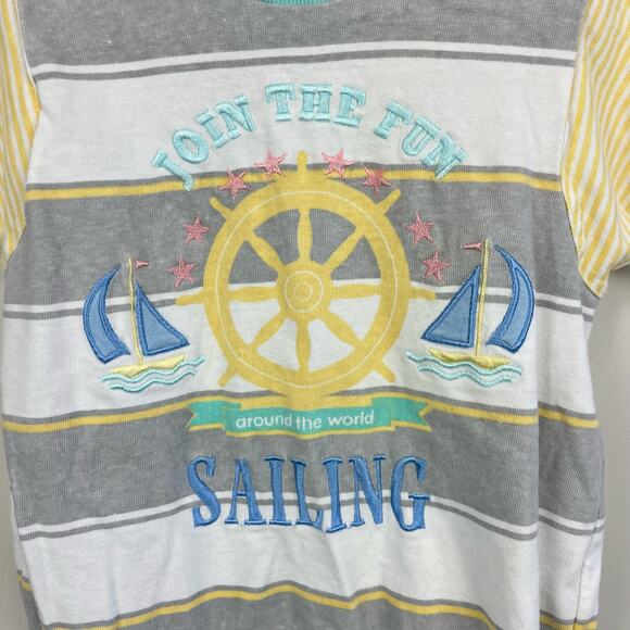 Vintage Doe Spun Striped Sailing Shortall Romper 3-6 Months - Picture 3 of 8